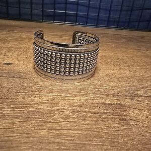 silvertone metal cuff statement bracelet